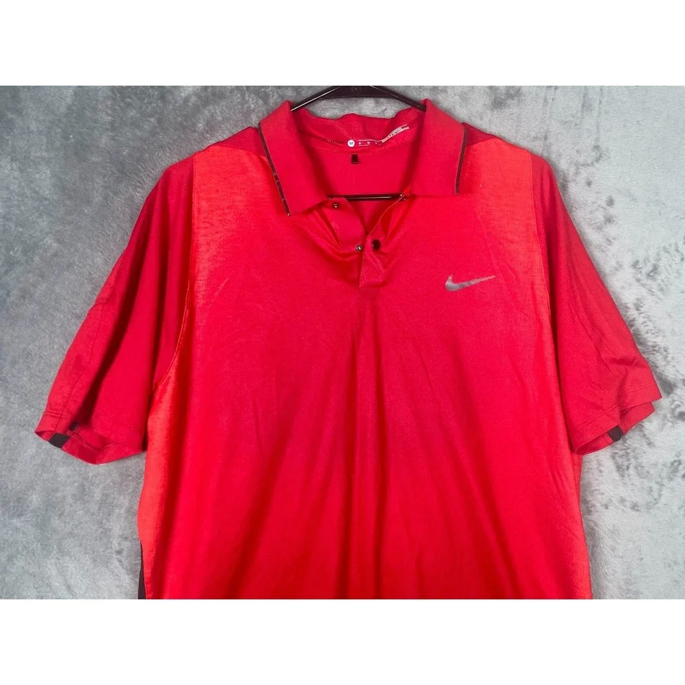 Nike Golf Tiger Woods Men's Polo Shirt Red Silver Size Medium